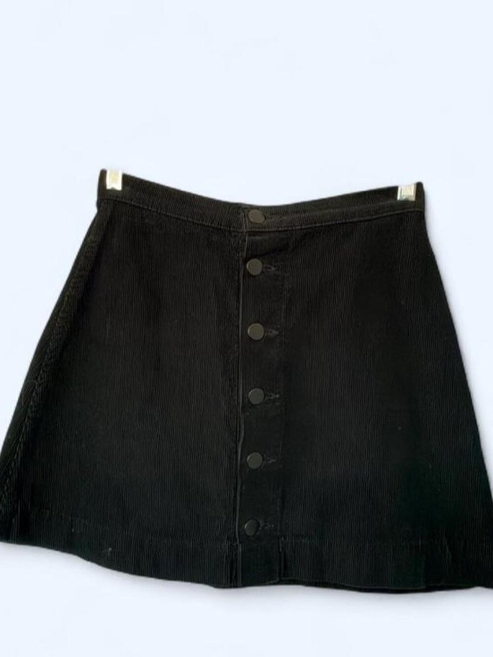 American Apparel Black Corduroy Button Front Mini Skirt S
